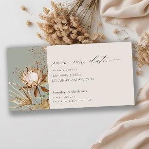 Agradecimiento Boho Protea Floral de palma seca salva la tarjeta 