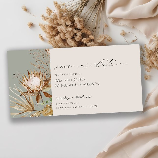 Agradecimiento Boho Protea Floral de palma seca salva la tarjeta  (Subido por el creador)