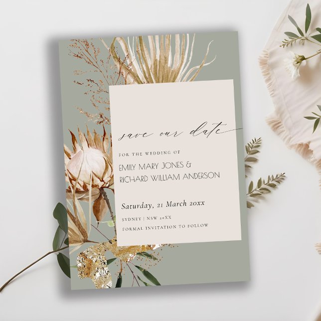 Agradecimiento Boho Protea Floral de palma seca salva la tarjeta  (Subido por el creador)
