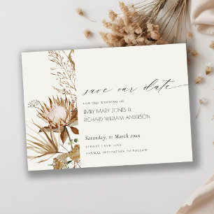 Agradecimiento Boho Protea Floral de palma seca salva la tarjeta 