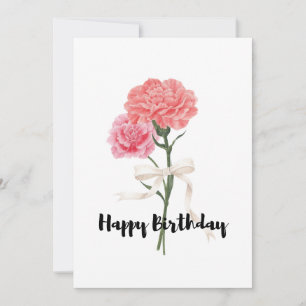 Agradecimiento Bonita tarjeta de cumpleaños Bouquet Carnations Pi