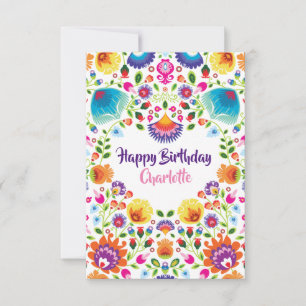 Agradecimiento Bonita tarjeta de cumpleaños feliz del folklore
