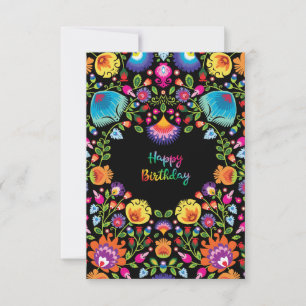 Agradecimiento Bonita tarjeta de cumpleaños feliz del folklore