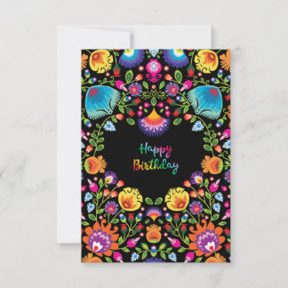 Agradecimiento Bonita tarjeta de cumpleaños feliz del folklore