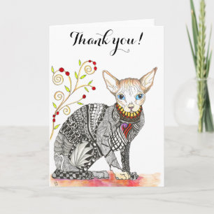 Agradecimiento Bonita tarjeta de felicitación Sphynx sin pelo