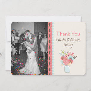 Agradecimiento Bonito Mason Jar Photo Boda Tarjeta de agradecimie