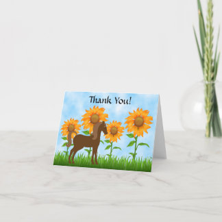 Agradecimiento Bonitos girasoles y caballos - Tarjeta de agradeci