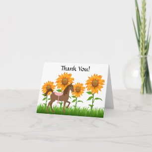 Agradecimiento Bonitos girasoles y caballos - Tarjeta de agradeci
