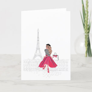 Agradecimiento ¡Bonjour Paris! Mujer por tarjeta de Torre Eiffel