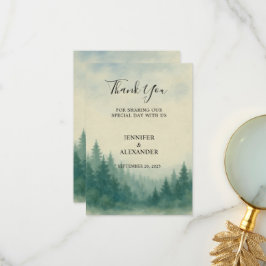 Agradecimiento Bosque de pino acuarela Gracias tarjeta boda