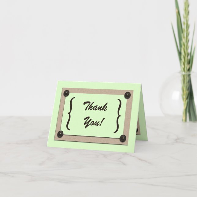 Agradecimiento Botones verdes y corchetes Tarjeta de agradecimien (Anverso)