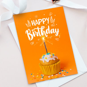 Agradecimiento Bright С upcake Feliz Cumpleaños Tarjeta de Saludo