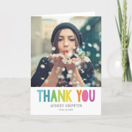 Agradecimiento Brillante y colorida tarjeta de felicitación fotog