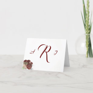 Agradecimiento Burgundy Mist Monogrammed Tarjeta de agradecimient