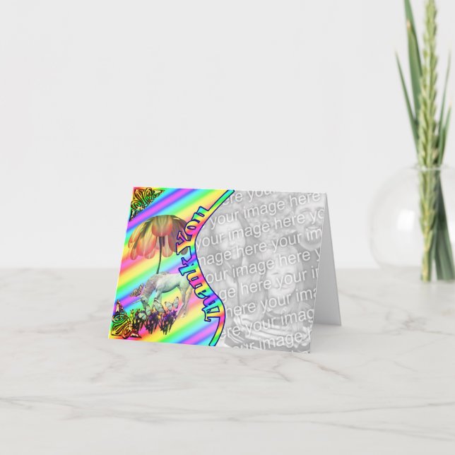 Agradecimiento Butterflies de Unicornio Gracias, tarjeta fotográf (Anverso)