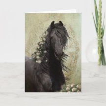 Caballo Friesiano de Belleza Negra - Tarjeta de sa