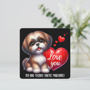 Agradecimiento Cachorro adorable de San Valentín - Tarjeta del dí