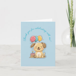 Agradecimiento Cachorro Feliz, 1er Cumpleaños, Tarjeta de Agradec