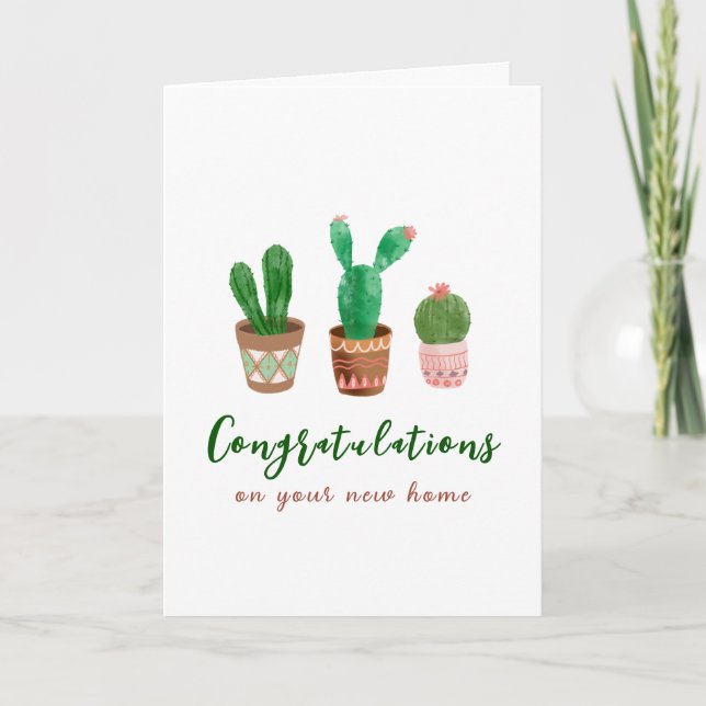 Agradecimiento Cactus Felicitaciones Nueva Tarjeta De Saludo Para (Anverso)