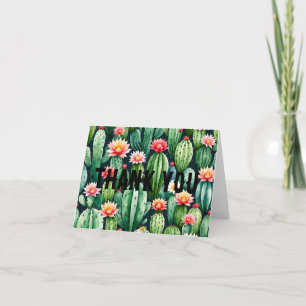 Agradecimiento cactus succulents acuarela Doble tarjeta de agrade