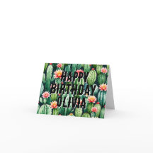 cactus succulents plantar tarjeta de cumpleaños de