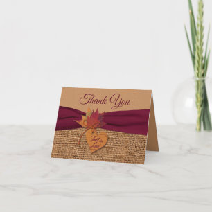 Agradecimiento Caída en el amor Burlap, deja Boda tarjeta de agra