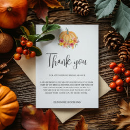 Agradecimiento Calabaza otoñal Gracias tarjeta de ducha de novia
