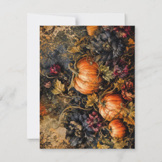 Agradecimiento Calabazas de otoño elegantes y tarjeta floral oscu