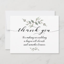 Agradecimiento Cambiar caligrafía de fuente Boda Gracias Tarjeta