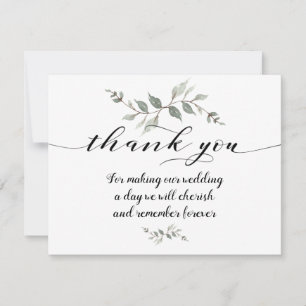 Agradecimiento Cambiar caligrafía de fuente Boda Gracias Tarjeta