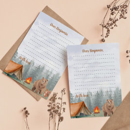 Agradecimiento Camping Woodland Time Capsule Note Tarjeta de mens