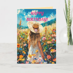 AGRADECIMIENTO CAMPO DE FLORES TARJETA DE CUMPLEAÑOS