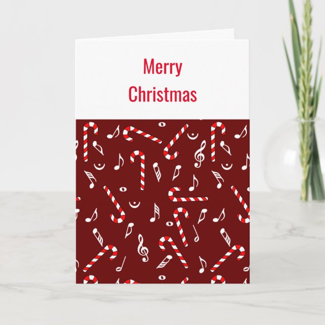 Agradecimiento Candy Cane Music Notes Tarjeta de Navidades (Anverso)
