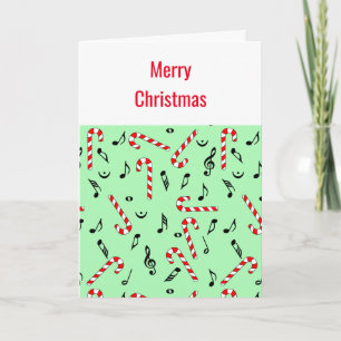 Agradecimiento Candy Cane Music Notes Tarjeta de Navidades