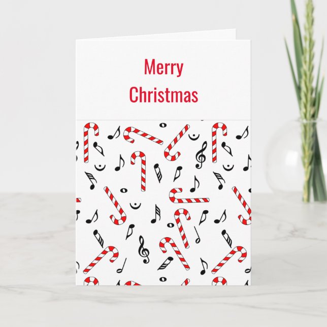 Agradecimiento Candy Cane Music Notes Tarjeta de Navidades (Anverso)