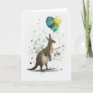Agradecimiento Canguro con tarjeta de felicitación plegada de glo