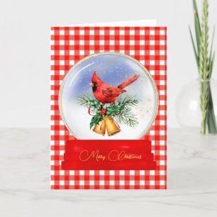 Agradecimiento Cardenal Globe de la Nieve sobre Tarjeta de Navida