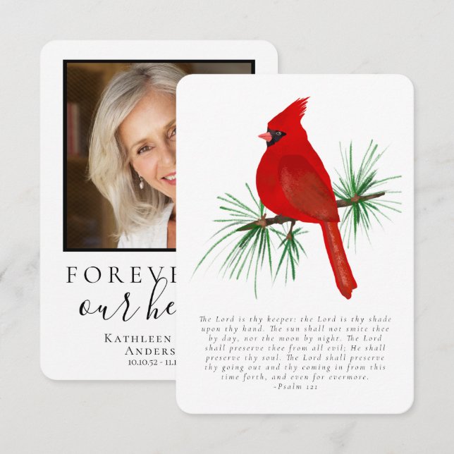 Agradecimiento Cardinal Photo Funeral Tarjeta de Oración (Anverso / Reverso)