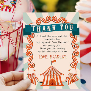 Agradecimiento Carnaval Circo Cumpleaños Tarjeta de agradecimient