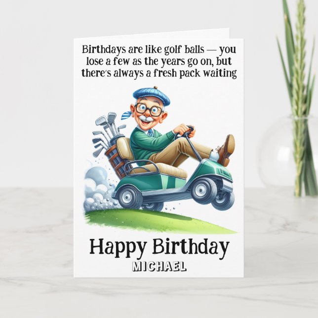 Agradecimiento *~* Carro de golf AP94 Tarjeta de cumpleaños humor (Anverso)