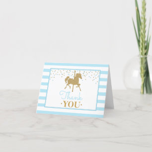 Agradecimiento Carrusel de oro azul Caballo doblado tarjeta de ag