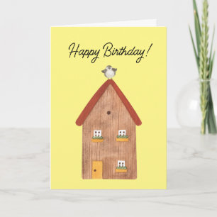 Agradecimiento Casa de acuarela con tarjeta de cumpleaños de clie