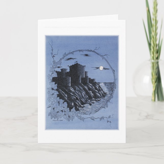 Agradecimiento "Castillo medieval en azul" - Tarjeta de agradecim (Anverso)
