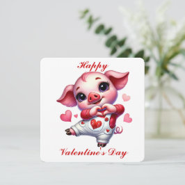 Agradecimiento Cerdito Adorable - Tarjeta del Día de San Valentín