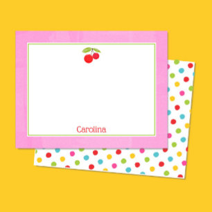 Agradecimiento Cerezas y lunares Tarjeta de Papelería Colorida