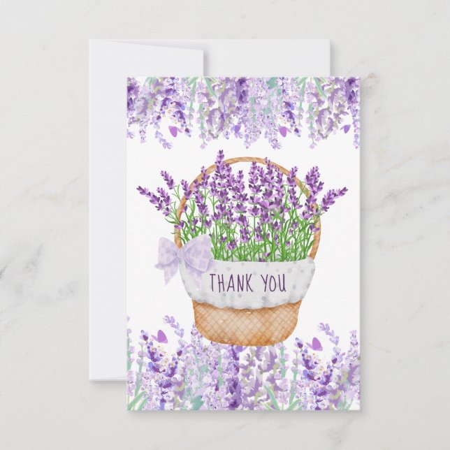 Agradecimiento Cesta de flores de lavanda Tarjeta de agradecimien (Anverso)