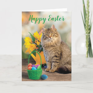 Agradecimiento Cesta de Pascua con la tarjeta de gatos de Pascua