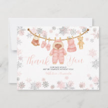 Chica de rosa de invierno Tarjeta de agradecimient