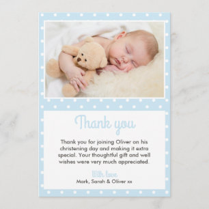 Agradecimiento Chicos cristianos/bautismo tarjeta de agradecimien