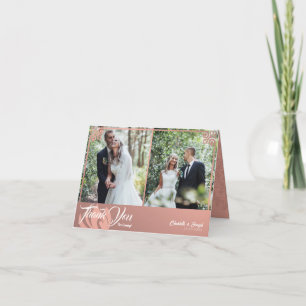 Agradecimiento Cisne Rosa Deco Moderno 2 Fotos Tarjeta de Boda Pl